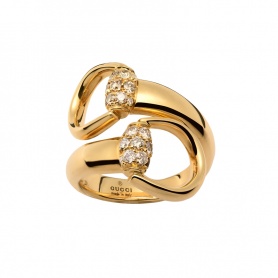 Gucci horsebit ring in yellow gold and diamonds - YBC357036001014