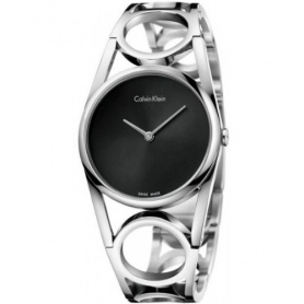 Uhr der Frauen Calvin Klein-Runde Armband schwarzes Zifferblatt - K5U2M141