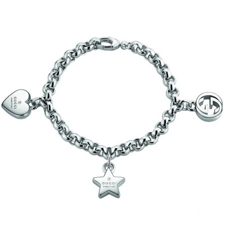 Gucci Sterling Silver Trademark Heart Charm Bracelet | REEDS Jewelers
