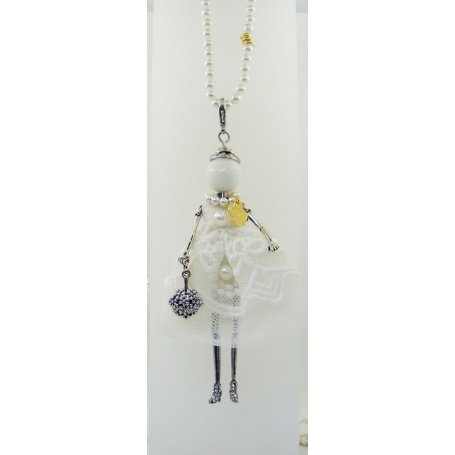 Die klassische Carose Puppe Halskette-Braut mit Spitzen Kleid