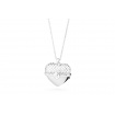 Pink heart pendant necklace silver large