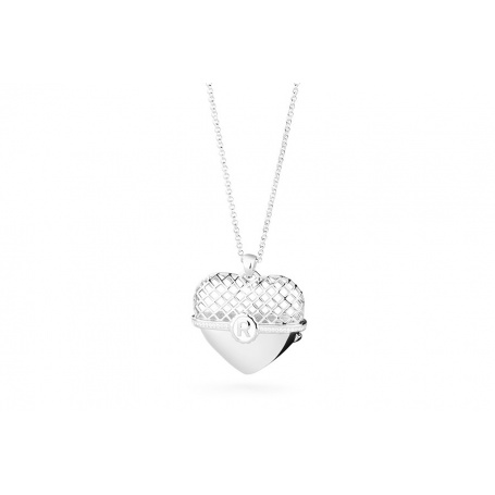 Pink heart pendant necklace silver small