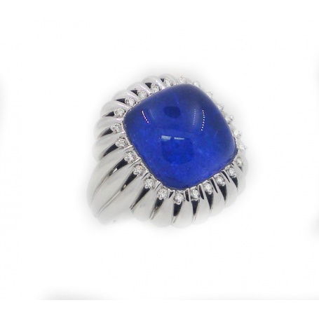 Blue quartz and diamond ring Passion Giorgio Visconti