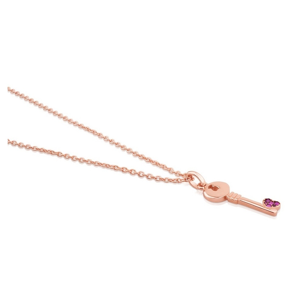 Chain necklace rose quartz pendant rose gold gilded