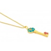 Gold-plated silver and enamel pendant key necklace Tous