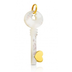 Mother of Pearl and gold key pendant Tous large