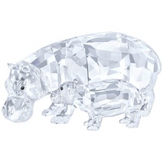 Mom and Baby Hippos in Swarovski Crystal-5,135,920