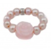 Anello Mimì elastica in perle con rosellina in opale rosa