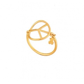 Peace sign silver gold plated Vermeil ring Tous