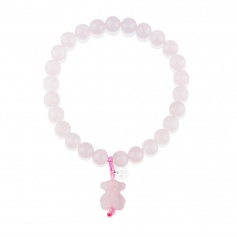 Pearl bracelet pink quartz and silver bear, Tous