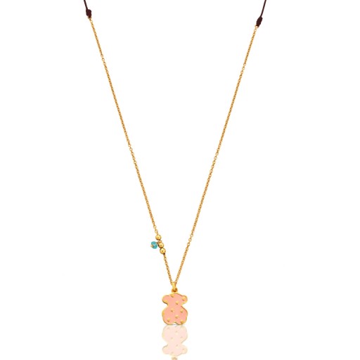 Rose pink enamel Bear plated necklace Tous Face-612,632,550