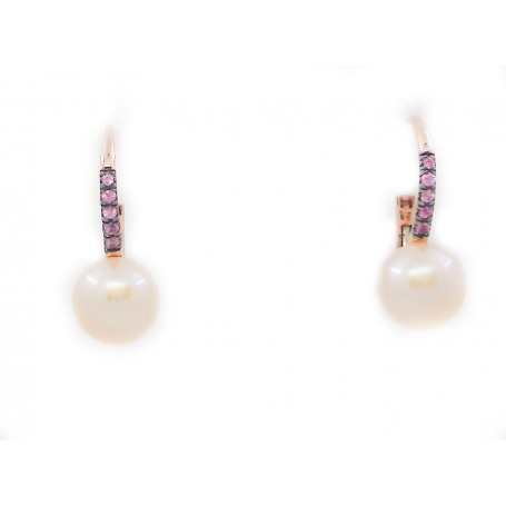 Orecchini monachina Mimì Happy con perle e zaffiri rosa