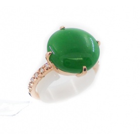 Mimi ring gold with green jade and diamond Les Lulu
