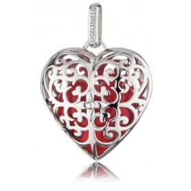 Big Engelsrufer heart pendant in silver and red heart