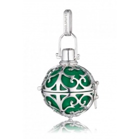 Medium silver Engelsrufer pendant with green ball-ER04M