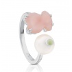 Silver ring with Pearl and Tous Teddy Erma pink Opal