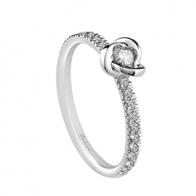 Solitaire ring Salvini sprout in gold and diamonds-20063649