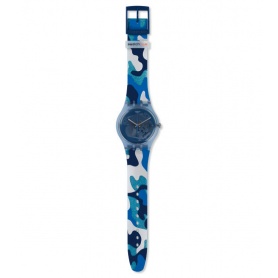 Swatch watch SILVERSCAPE female news camouflage blue