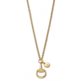 Gucci Horsebit necklace yellow gold with brown-YBB35704200100U