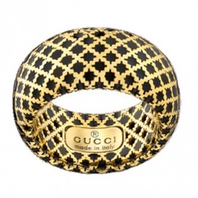 Anello fascia Gucci Diamantissima in oro giallo e smalto nero