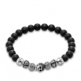 Thomas Sabo bracelet with silver balls and Obsidian