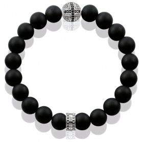 Thomas Sabo bracelet with obsidian and silver component spheres