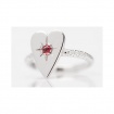 Anello Otto gioielli cuore grande in argento e zaffiro rosso