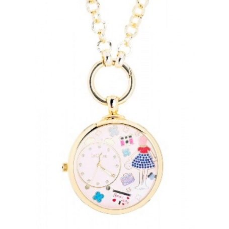 Pocket Watch necklace The Golden and pink Carose Time