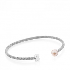 Tous tubular mesh bracelet with teddy bear and pearl - 613101500