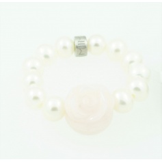 Rosa Opal Ring mit rosa und weißen Perlen Mimi elastisch