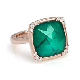 Giorgio Visconti ring in Rotgold mit grüner Quarz und Diamanten