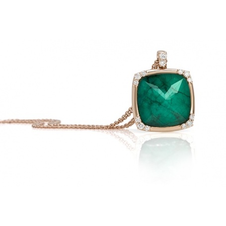 Pink gold necklace Giorgio Visconti green quartz and diamonds