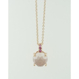 Necklace rose gold pink quartz and Mimi Happy pink sapphires