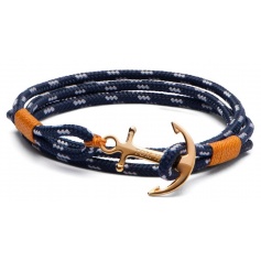 Blue Lanyard with gold anchor and Tom Hope bracelet-mustard