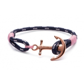 Pink lanyard with gold anchor and Tom Hope bracelet-Rose Gold