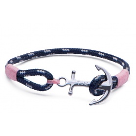 Tom Hope Armband mit rosa und blauen Kabel und Still-Coral Pink
