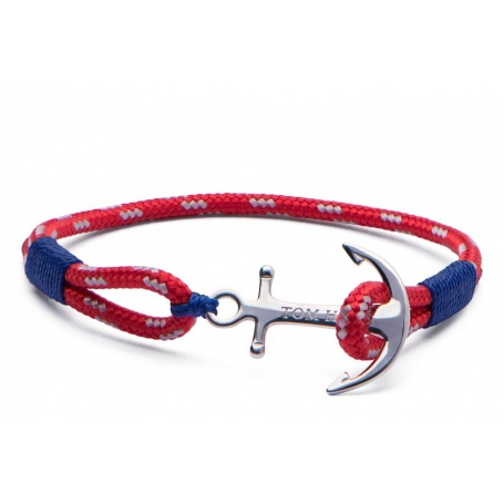 Tom Hope bracelet with anchor and red and blue cord-Arctic Blue