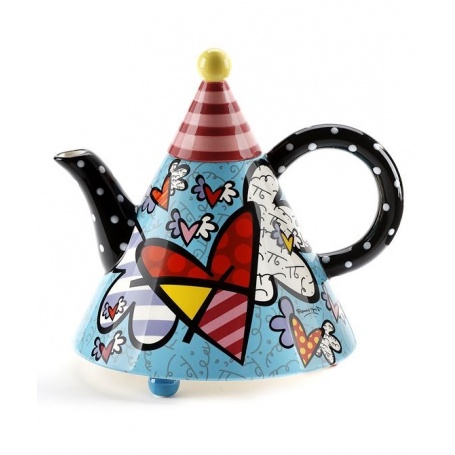 Romero Britto Keramik Teekanne dekoriert große Flying Heart-334410