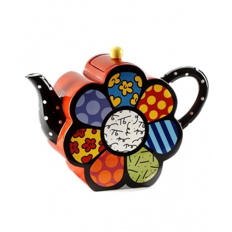 Romero Britto ceramic teapot decorated large Flower-334409