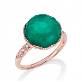 Mimi rhinestone ring gold with Beautiful crisatllo, labradorite and green diamonds.