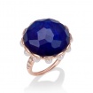 Schöne gold Ring mit blauem Saphir, Mimi Crisatllo, Perlen und Diamanten