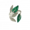 Green agate and gold leaf ring Mimì diamonds-AX1003B8GVB