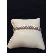 Mimi elastic pearls bracelet purple with silver ring
