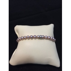 Bracciale Mimì elastica con perle piccole viola scuro e argento