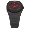 Black with red Neon Clock D1 Milan line octagonal ring indices