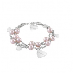 Salvini Just Silver Pearl Bracelet with Pearls, Hearts and Diamonds