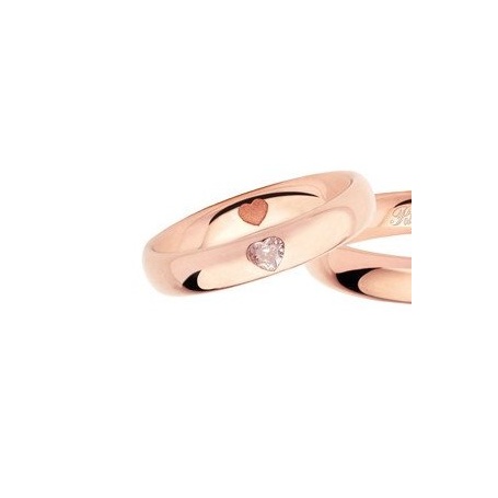 Fede Polello da donna in oro rosa con diamante a forma di cuore L2977DR