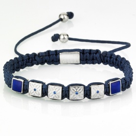 Ladies' tassel bracelet with blue lanyard and stones - GS07