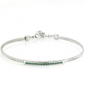 Semi-rigid sterling silver bracelet with green stones - 3131GREEN