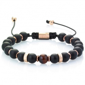 Black and brown lanyard with black lanyard bracelet - DAMASCO